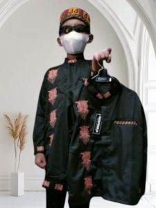 Baju koko anak junior bordir motif pintu aceh
