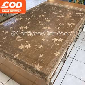 Taplak Meja Makan persegi 6 kursi 150 x 230 cm bahan kakn polyester tile tipis varian twotone Hitam Coklat Susu