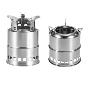 Outdoor Firewood Stove Portable Folding Wood Stove Stainless Steel Wood-burning Stove Camping Picnic BBQ Windproof Furnace