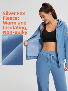 Warm Outdoor Fleece Jacket Silver Fox Velvet Hooded