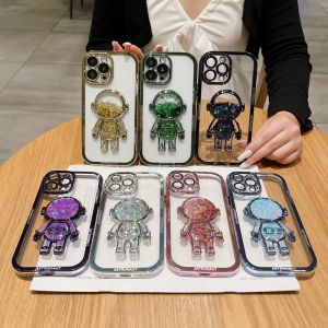 HOCE Luxury Astronaut Liquid Quicksand Clear Phone Case for iPhone 15 14 13 12 11 Pro Max 15 14 Plus Transparent Plating Cases Shockproof Cover