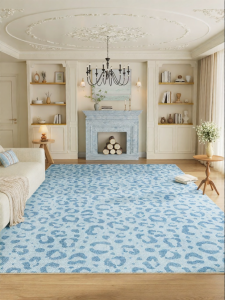 YUNHAOBUYI | Washable Stain-Resistant Blue Carpet