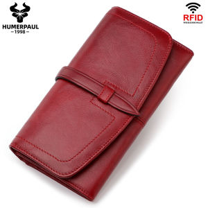 HUMERPAUL Womens Genuine Leather Wallet Long Clutch Fashion Handbag with Cell Phone Pocket Card Holder Purse Money Bag