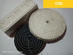 PAKET POLES PENGKILAP DAN PEMBERSIH STENLEES METABRITE/SET BATU POLES PUTIH FINISHING 500 GRAM DAN  2 KAIN POLES JEAN DAN KATUN