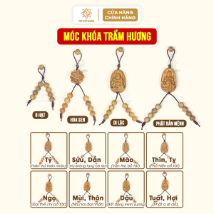 Móc khóa trầm hương treo chìa khóa điện thoại túi xách balo Sơn Mộc Hương phụ kiện phong thủy mang lại may mắn tài lộc