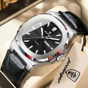 POEDAGAR Fashion Wristwatch For Boyfriend Luminous Waterproof Week Calendar Business Couple Watches Leather Luxury Mens Watches