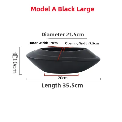 Oval Ceramic Flower Pot Small Mouth Black Butterfly Orchid Nordic Simple Internet Famous Succulent Matte Flower Bowl Landscape