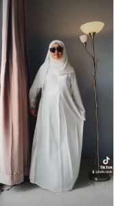 Abaya Raline - Abaya Putih Hitam Polos - Abaya turki -Dress Muslimah Remaja Kekinian Terbaru
