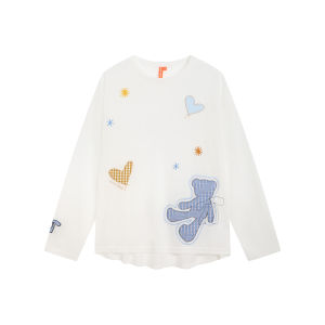 Fashion Trend Applique Embroidery Lightweight Long Sleeve Blouse