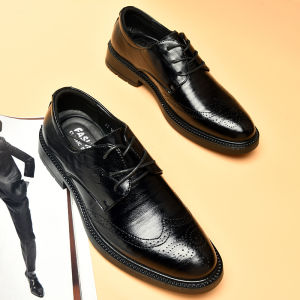 Brogue Carved Leather Shoes for Men Wedding Groom Young High-End Sensation British Casual Business Formal West Pants Men Shoes