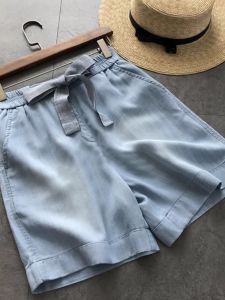 Fashionable Breathable Ramie Tencel Wide Leg Denim Shorts