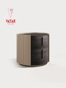 VATAR | Sleek Storage Round Luxe Real Wood Bedside Table