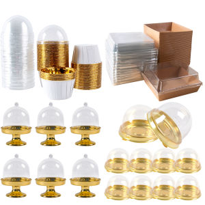 10/25pcs Small Cake Muffin Packaging Box With Clear Dome Lids Pastry Baking Dessert Cake Box Wedding Birthday Party Candy Box