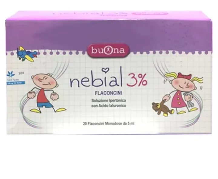 Nabial 3% ( hộp 20 ống ) nước muối ưu trương giúp làm loãng và sạch dịch nhầy ở mũi, giảm nghẹt mũi, sổ mũi. giảm sung huyết mũi. sản phẩm châu âu, tiện lợi dễ dùng