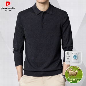 Áo Thun Nam Cổ Polo Dài Tay Dệt Kim Màu Trơn Thời Trang Xuân Thu Pierre Cardin Áo Thun Nam Thường Ngày Có Khóa Cài