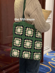 Túi Đeo Vai Dệt Kim Màu Tương Phản TheFifthMoon Túi Đeo Vai Đơn Cầm Tay Bằng Cotton Mềm Thường Ngày Cho Thanh Thiếu Niên Túi Vuông Hình Học