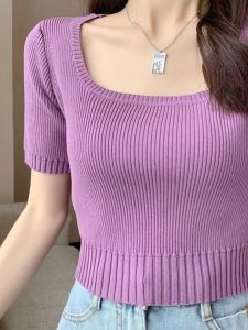 White Short Sleeve Knitted T-Shirt: A Sensation in Trendy Female Fashion 2024