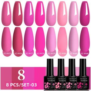 Bộ Sơn Móng Tay Gel Màu Hồng Nude LILYCUTE 7ml 8 Món Bộ Dụng Cụ Tẩy Sơn UV LED Kèm Lớp Phủ Bóng Và Lớp Nền Dùng Để Làm Móng Tại Nhà