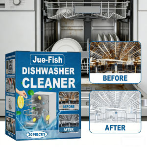 Jue-fish Dishwasher Cleaning Tablets Powerful Degreasing Quick Stain Removal Descaling Eliminate Bad Odor for Kitchen Deep Clean