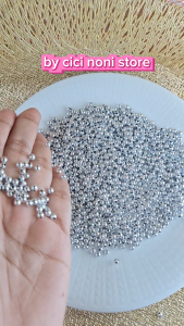 mutiara metalik beads biasa manik mote ukuran 4 mm per 10 gram