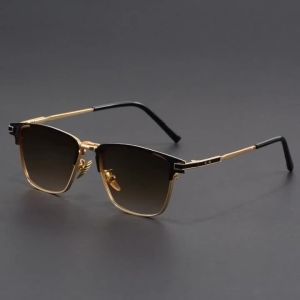 New Metal Square Sunglasses Half Frame Polarized Sunglasses Man Woman Luxury Brand Designer Sun Glasses Male Retro Rive
