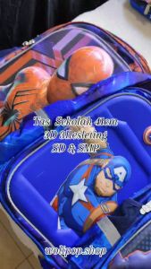 Tas 41cm 3D 3-Resleting Tas Sekolah Anak SD SMP Type Marvel Superhero - Tas Ransel
