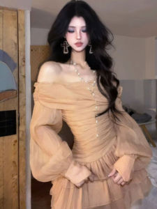 CHANGTONG | Off Shoulder Waist Accentuating Dress