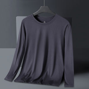 Áo Thun Nam Tay Dài Thoáng Khí Thấm Hút Mồ Hôi Mùa Hè Ice Silk Nhanh Khô Chống Nắng Cổ Tròn Dáng Rộng in Họa Tiết Sọc