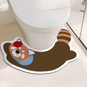 VIKAMA Vỏ Bọc Bệ Toilet Hình Chữ U Hình Gấu Trúc Nhỏ Dễ Thương Thảm Phòng Tắm Chống Trượt Phong Cách Hiện Đại Thảm Trang Trí Nhà Cửa Cho Lối Vào Nhà Bếp Phòng Ngủ