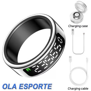New Smart Ring R13 LED Display Screen Gesture Sweep Video Heart Rate Sleep Monitor 5ATM Waterproof Wireless Charging Rings 2025