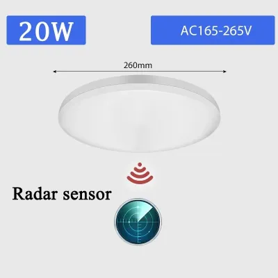 CANMEIJIA Radar Motion Sensor LED Ceiling Light 230V Auto PIR Night Light Smart Ceiling Lamp 15W 20W 30W 40W Surface Mount Panel Light for Home Stair Toliet Corridor
