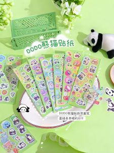 Cute Panda Guka Stickers Cartoon DIY Handmade Decorative Decals Childrens Craft Stick-On Notes 10 Pieces Notebook Accessories