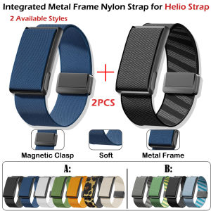 2pcs Integrated Metal Frame Sport Nylon Magnetic Band for Amazfit Helio Adjustable Breathable Fitness Tracker Durable Wristband