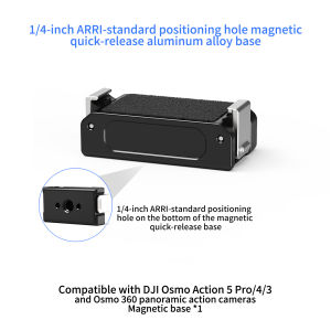 360 Ball Head Magnetic Mount for DJI Osmo Action 5 Pro 4 3 Camera One Press Quick Release Mountain Biking Skiing Hiking Vlog