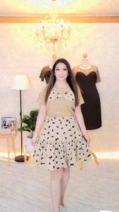 2659T ชุดเซ็ทเสื้อเเต่งโบว์+กระโปรงสั้นจับจีบ