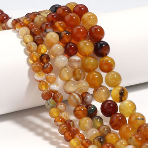 1 Strand Natural Stone Beads Amber Color Agate Beads Round Loose Bead For DIY Jewelry Making Necklace Bracelet Wholesale