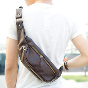 Fashionable Leather Crossbody Chest Bag for Men Casual Street Style Small Backpack Single Shoulder Sling Bag Leisure Korean Version
