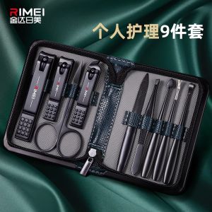 Bộ Cắt Móng Tay 9 Món Kẹp Cắt Móng Tay Bộ Dụng Cụ Làm Đẹp Móng Tay Tại Nhà Thương Hiệu Rimei DRC801 Màu Xanh Lá Cây Cơ Bản