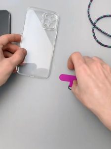 Ultra-Thin Stainless Steel Phone Tether Patch Mobile Phone Anti Loss Fixing Clip 0.3mm