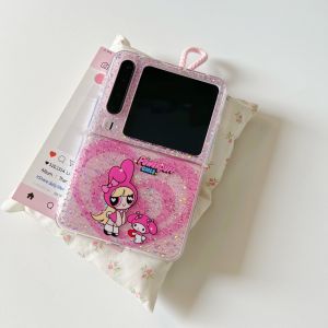 Foldable Soft Edge Hard Back Mobile Phone Case Cartoon Heart Shaped Design Police Women Suitable for Huawei Purax Samsung Zflip7