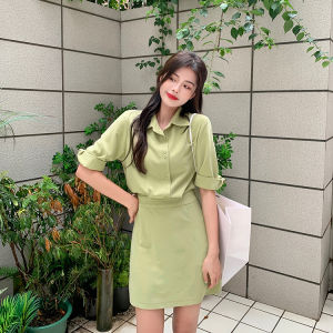 Missliu Fashion Womens Skirt Fake Two-Piece POLO Collar Shirt Dress 2025 New Texture Professional Waist Show Thin Design Skirt