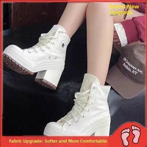 DIANCHA | Waterproof Platform Increase Heel Round Toe Casual Canvas Shoes