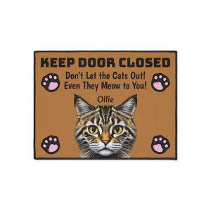 Thảm Cửa Nhung Pha Lê VIKAMA Keep Gate Closed Cat Paw Quote Nghệ Thuật Hài Hước Thảm Chống Trượt Cho Lối Vào Phòng Ngủ Phòng Khách Sử Dụng Trong Nhà