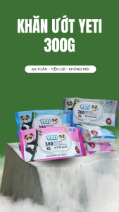 Thùng 50 gói Khăn ướt YETI 300g Khăn Không mùi Không cồn dùng an toàn cho bé Chuẩn Hàng Xuất Khẩu
