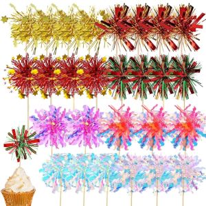 10-30 Chiếc Pháo Hoa Trang Trí Bánh Cupcake Bằng Kim Loại Có Tăm Giáng Sinh Năm Mới Trang Trí Bánh Sinh Nhật Tiệc Dã Ngoại Quán Bar Tiệc Cưới Tiệc Đính Hôn