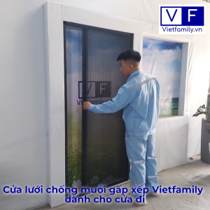 Cửa lưới xếp chống muỗi Vietfamily dành cho cửa đi