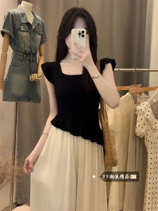 French Style Slim Fit Short Sleeve T-Shirt Womens Winter Design Sensation Black Ear Look Top 2025 New Fashion Ladies Tee