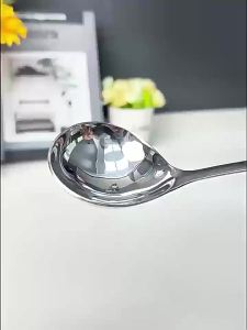 Korean Style Stainless Steel Soup Spoon Large Long Handled for Drinking Soup Congee Restaurant Hotpot Use