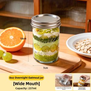 KuaKe | Food Grade Overnight Oat Glass Cup with Lid