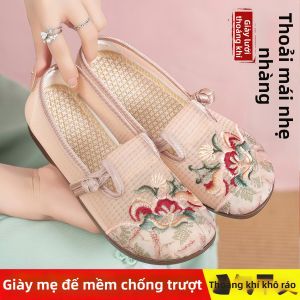 Giày Vải Trượt Đế Thoáng Khí Phong Cách Dân Tộc